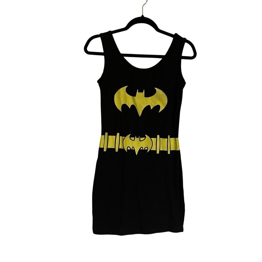 Hot Topic Women Sz S Black Batman Faux Belted Sleeveless Bodycon Dress NWT